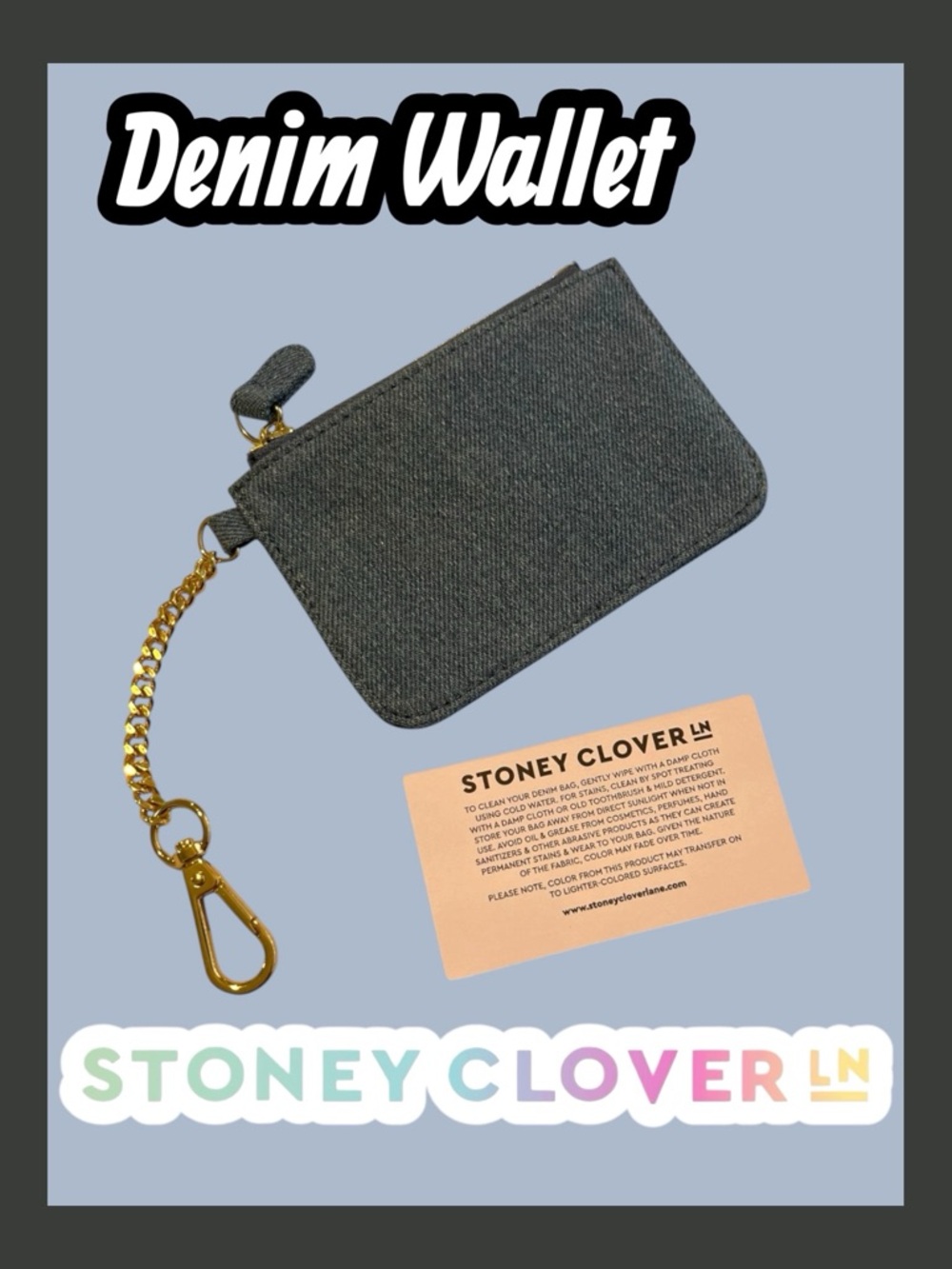 NWT Stoney Clover Ln. Keychain / Coin Pouch / Card Holder / Bag Charm in Denim